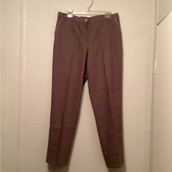 Lark lane Brown Studded Pants 12 - Picture 1 of 7